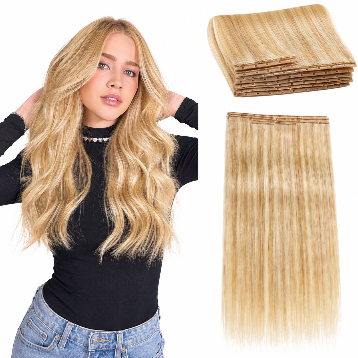 Dirty Blonde Highlights (18/613) -OVO Butterfly Hair Extensions 8PCS 100G