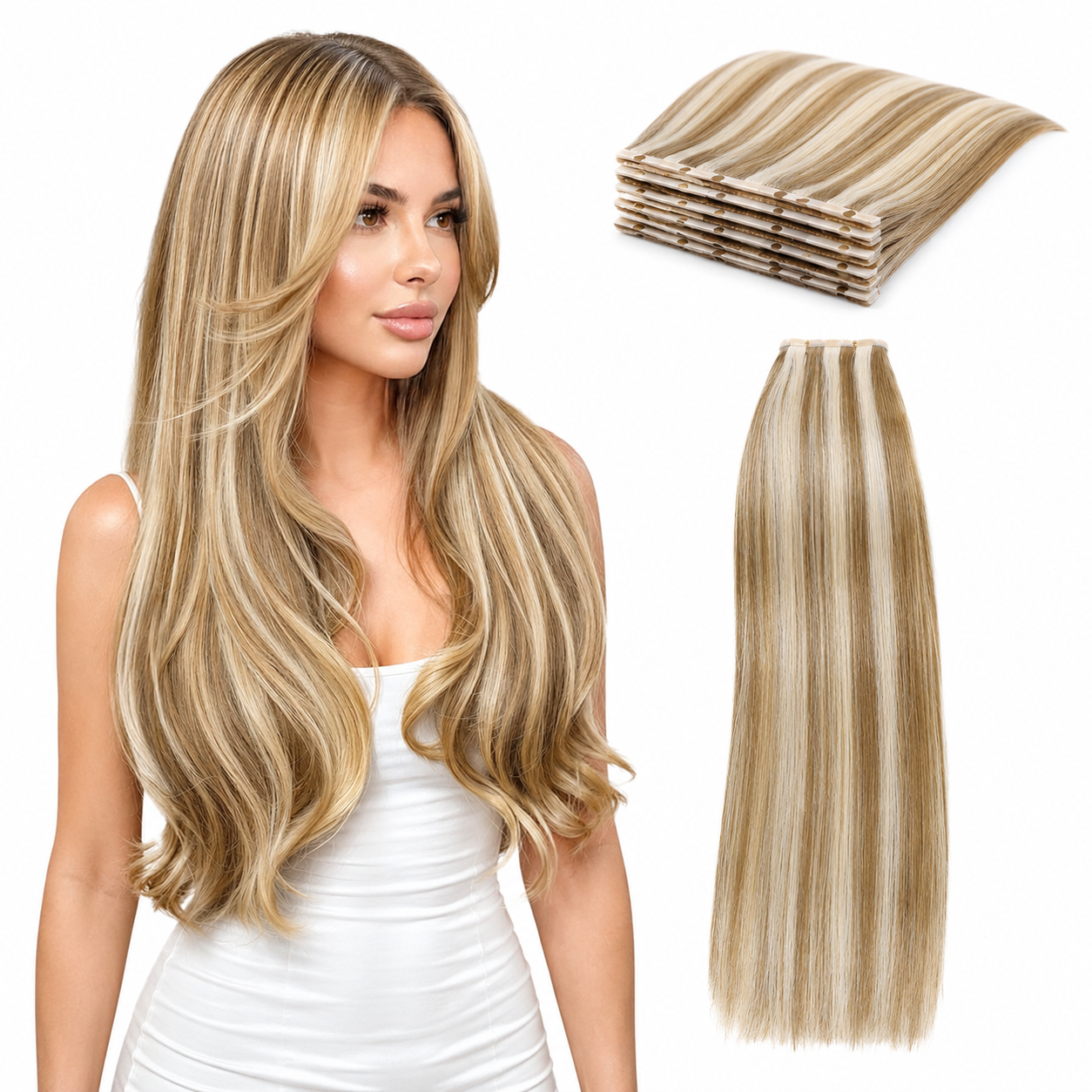 Pure White Blonde(9A/60) OVO Butterfly Weft Hair Extensions 8PCS 100G