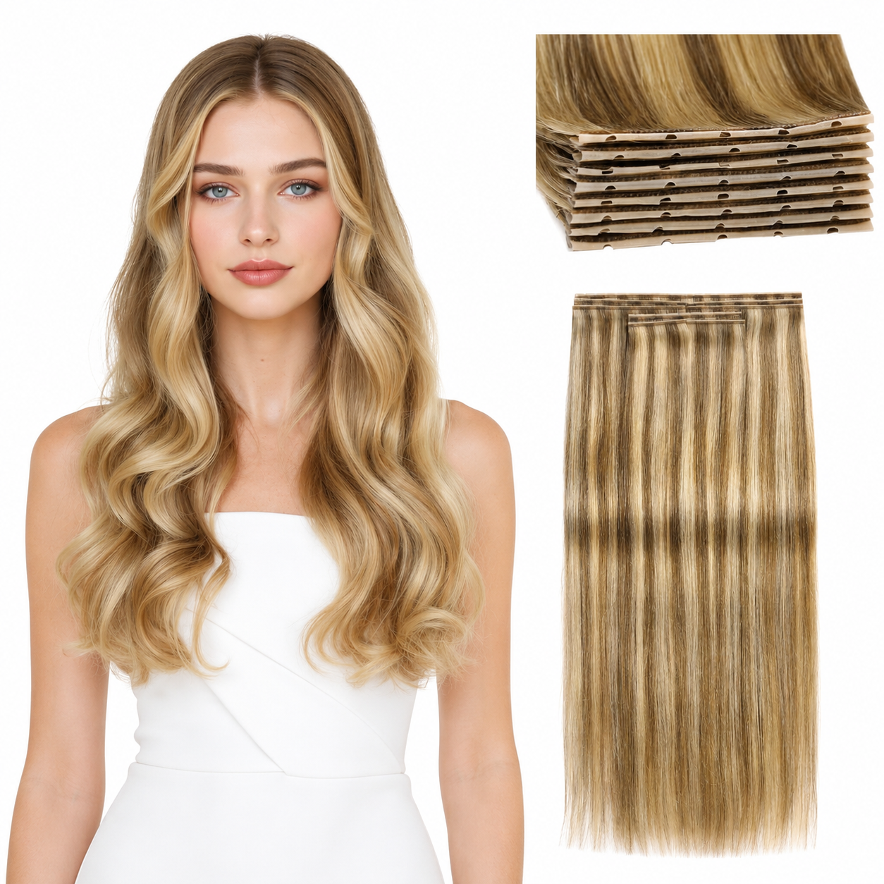 Mixed Blonde -OVO Butterfly Hair Extensions 8PCS 100G