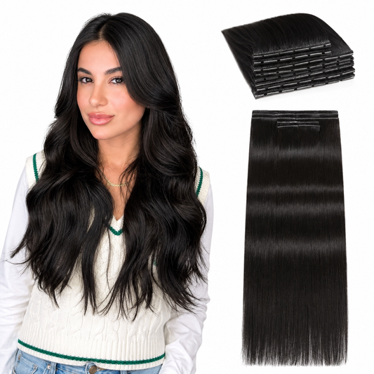 Natural Black (1B) -OVO Butterfly Weft Hair Extensions 8PCS 100G
