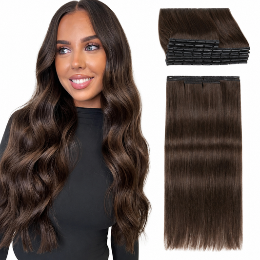 Dark Brown (2) -OVO Butterfly Weft Hair Extensions 8PCS 100G