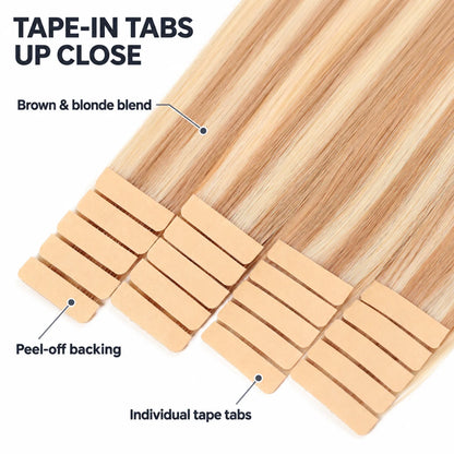 WIGNEE Volumizing Tape-In Hair Extensions – Two-Piece Design for Natural-Looking Fullness-18/613