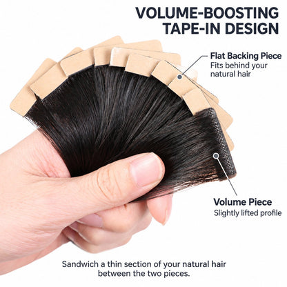 WIGNEE Volumizing Tape-In Hair Extensions – Two-Piece Design for Natural-Looking Fullness-1B