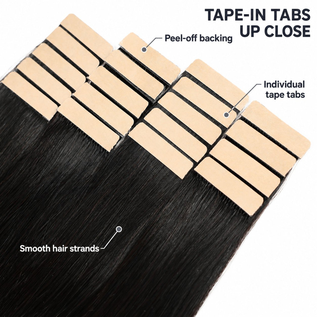 WIGNEE Volumizing Tape-In Hair Extensions – Two-Piece Design for Natural-Looking Fullness-1B