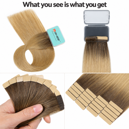 WIGNEE Volumizing Tape-In Hair Extensions – Two-Piece Design for Natural-Looking Fullness-T4B/27