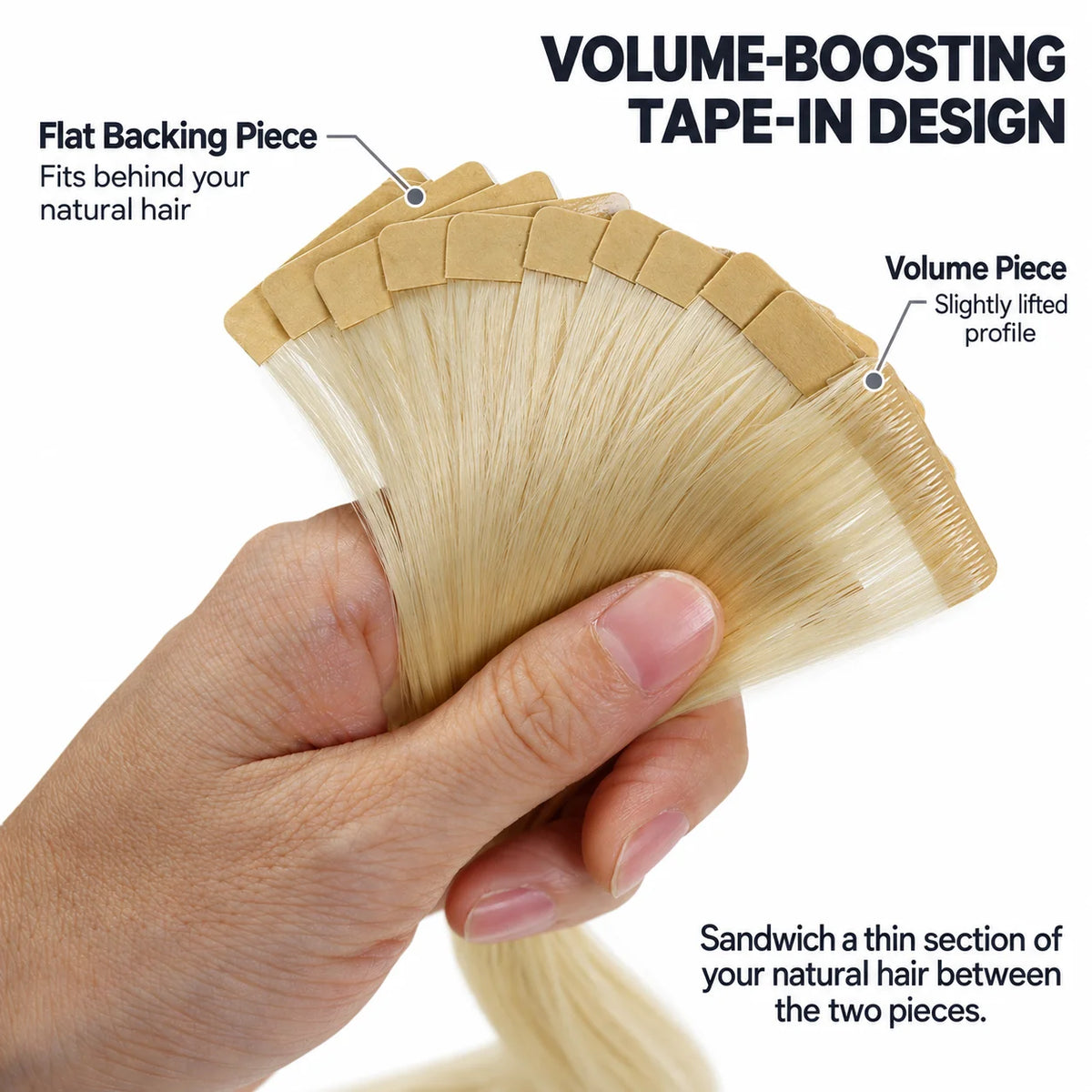 WIGNEE Volumizing Tape-In Hair Extensions – Two-Piece Design for Natural-Looking Fullness-613