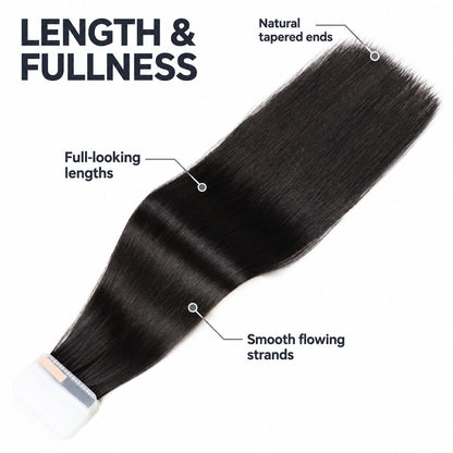 WIGNEE Volumizing Tape-In Hair Extensions – Two-Piece Design for Natural-Looking Fullness-1B
