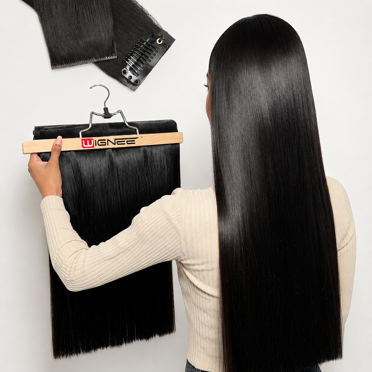 100% Remy Human Hair Real Human Hair Extensions Clip Ins 18 Inch 8Pcs 130g Invisible Hair Extension for Women Daily Party Use