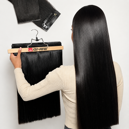 100% Remy Human Hair Real Human Hair Extensions Clip Ins 18 Inch 8Pcs 130g Invisible Hair Extension for Women Daily Party Use