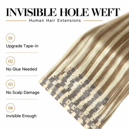 Ash and Platinum Blonde Highlights (9A/P60) -Micro Ring PU Invisible Hair Extensions  70g 8Pcs