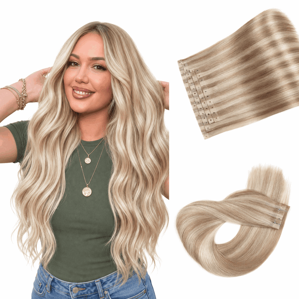 Bleach Blonde Highlights(9A/P60) -Micro Ring PU Invisible Hair Extensions  70g 8Pcs