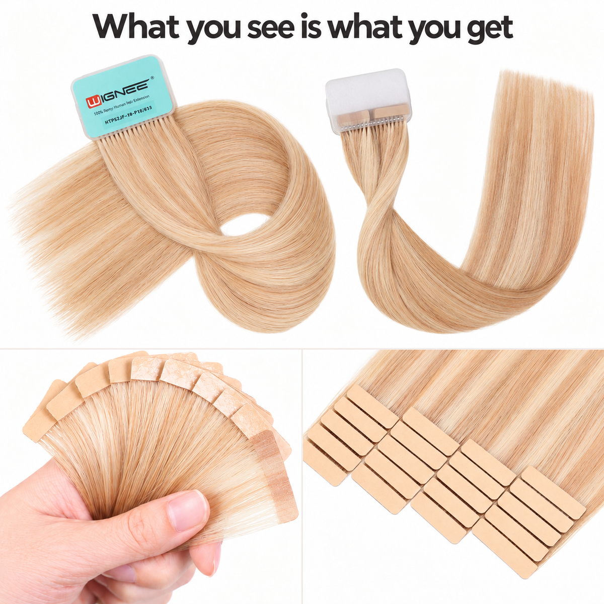 WIGNEE Volumizing Tape-In Hair Extensions – Two-Piece Design for Natural-Looking Fullness-18/613