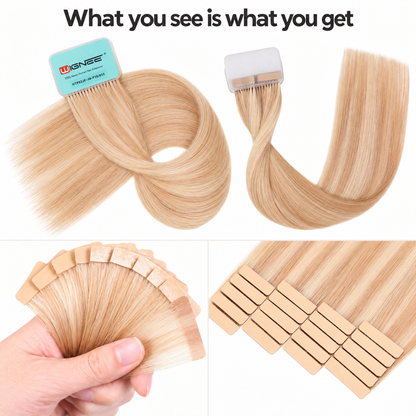 WIGNEE Volumizing Tape-In Hair Extensions – Two-Piece Design for Natural-Looking Fullness-18/613