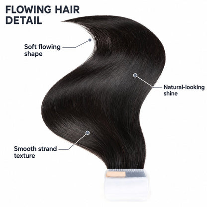WIGNEE Volumizing Tape-In Hair Extensions – Two-Piece Design for Natural-Looking Fullness-1B