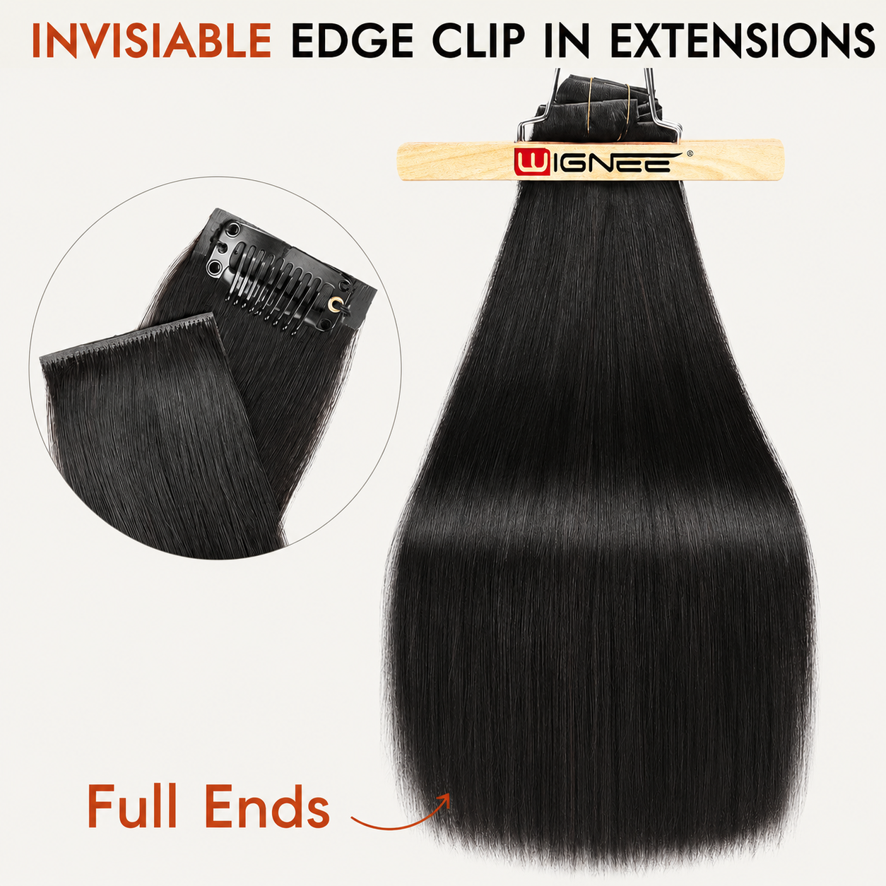 100% Remy Human Hair Real Human Hair Extensions Clip Ins 18 Inch 8Pcs 130g Invisible Hair Extension for Women Daily Party Use