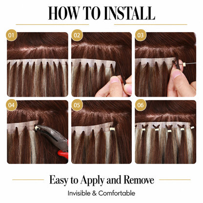Ash and Platinum Blonde Highlights (9A/P60) -Micro Ring PU Invisible Hair Extensions  70g 8Pcs