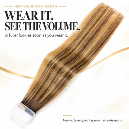 WIGNEE Volumizing Tape-In Hair Extensions – Two-Piece Design for Natural-Looking Fullness-T4/27