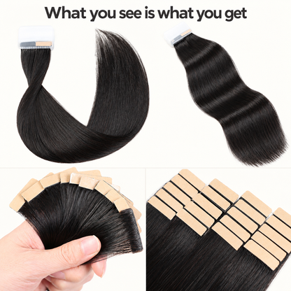 WIGNEE Volumizing Tape-In Hair Extensions – Two-Piece Design for Natural-Looking Fullness-1B