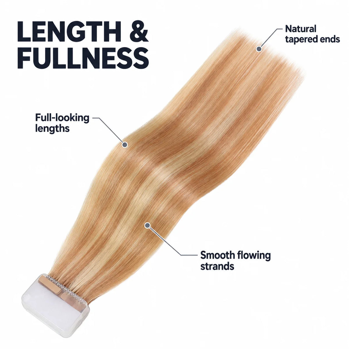 WIGNEE Volumizing Tape-In Hair Extensions – Two-Piece Design for Natural-Looking Fullness-18/613