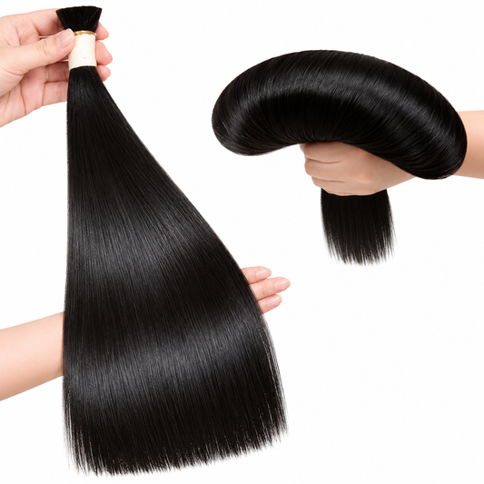 Natural Black -Bulk Human Hair for Braiding 100g