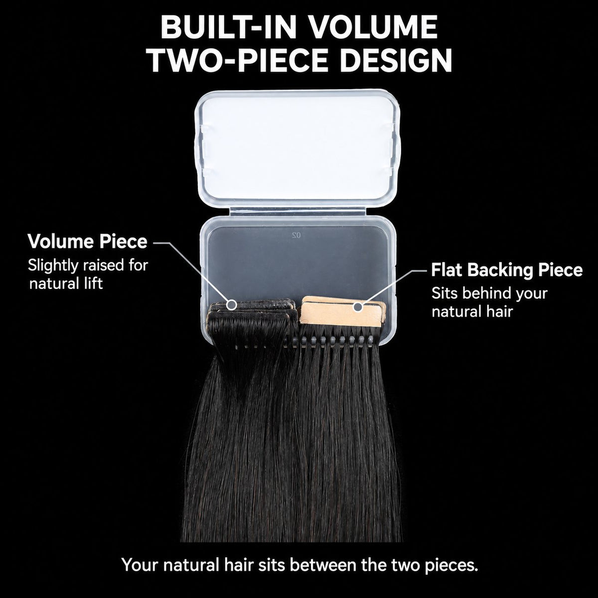 WIGNEE Volumizing Tape-In Hair Extensions – Two-Piece Design for Natural-Looking Fullness-1B