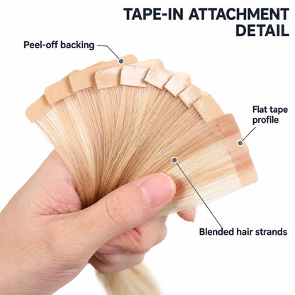 WIGNEE Volumizing Tape-In Hair Extensions – Two-Piece Design for Natural-Looking Fullness-18/613