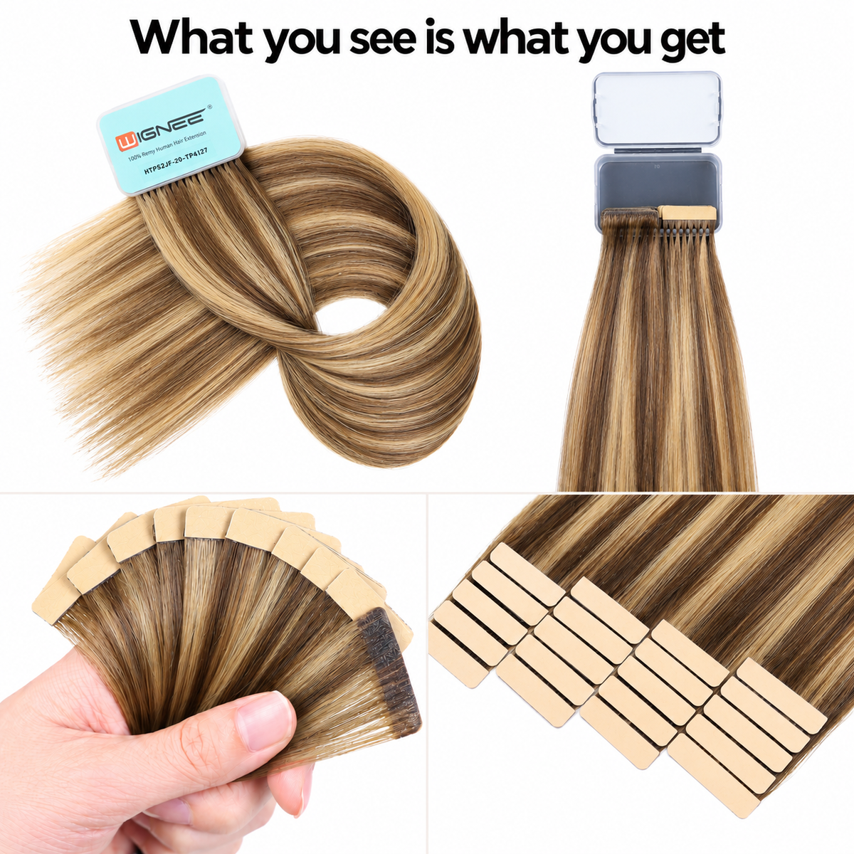 WIGNEE Volumizing Tape-In Hair Extensions – Two-Piece Design for Natural-Looking Fullness-T4/27