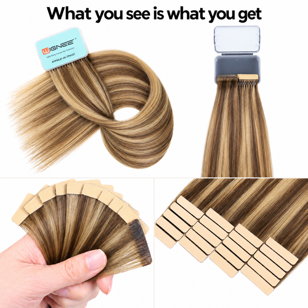 WIGNEE Volumizing Tape-In Hair Extensions – Two-Piece Design for Natural-Looking Fullness-T4/27