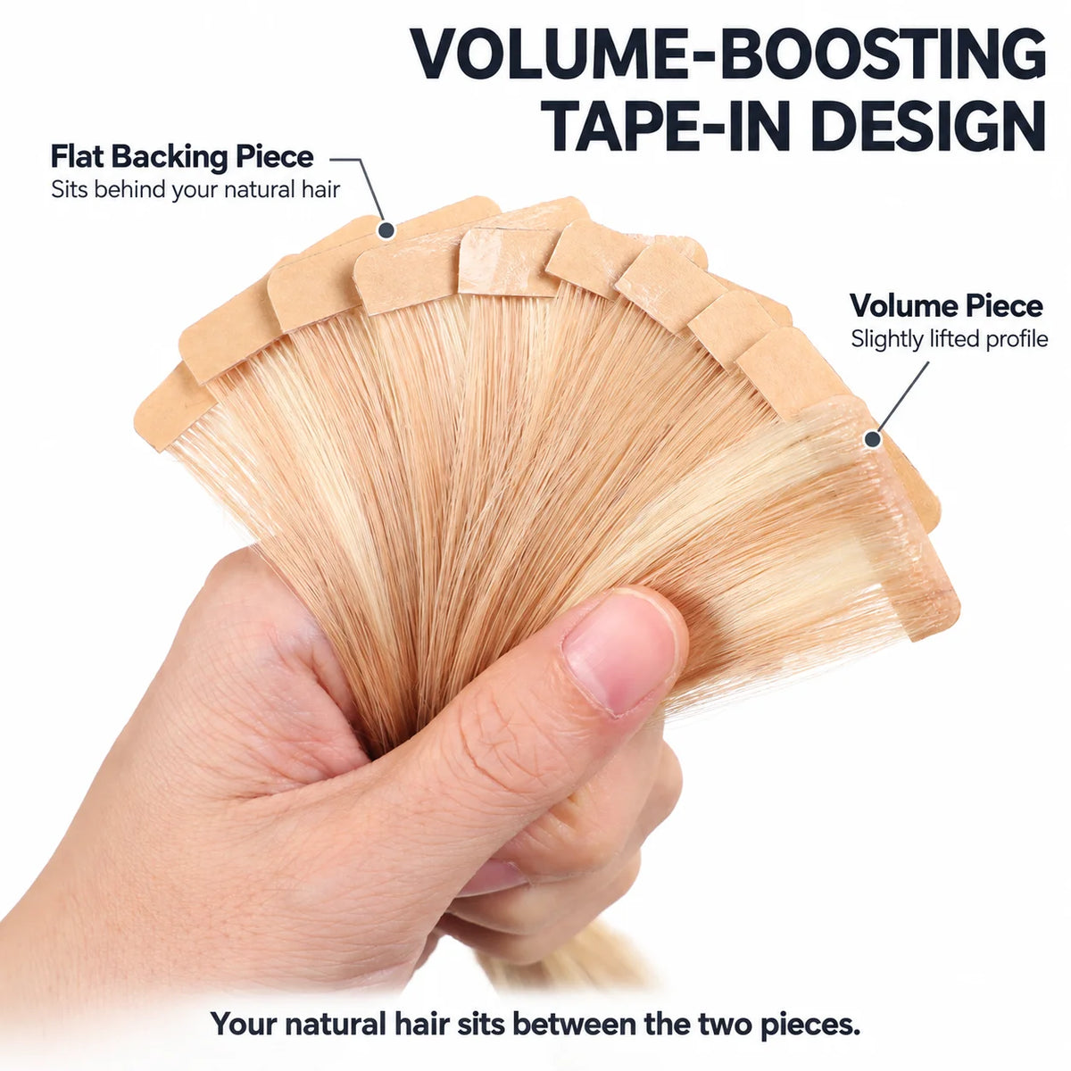 WIGNEE Volumizing Tape-In Hair Extensions – Two-Piece Design for Natural-Looking Fullness-18/613