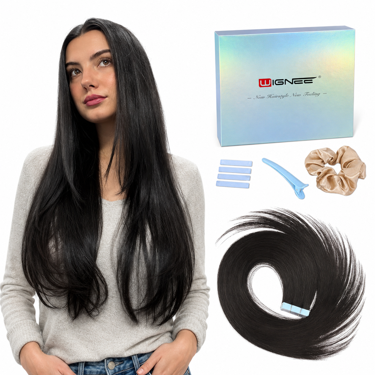 Tape in Hair Extensions Human Hair 40PCS 100g Skin Weft Tape in Hair Extensions Straight