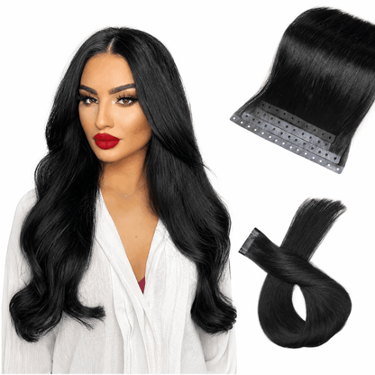 Micro Ring PU Hair Extensions Remy Human Hair Extension  Weft Human Hair Extensions PU Invisible Tape in Hair Extension for Women (70g 8Pcs)