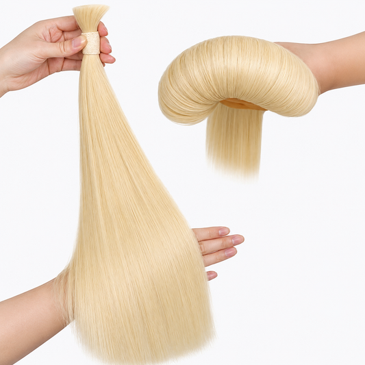 WIGNEE Bulk Human Hair for Braiding 100g – 100% Remy Human Hair Bulk No Weft No Track for Micro Beads I Tip Keratin Fusion Custom