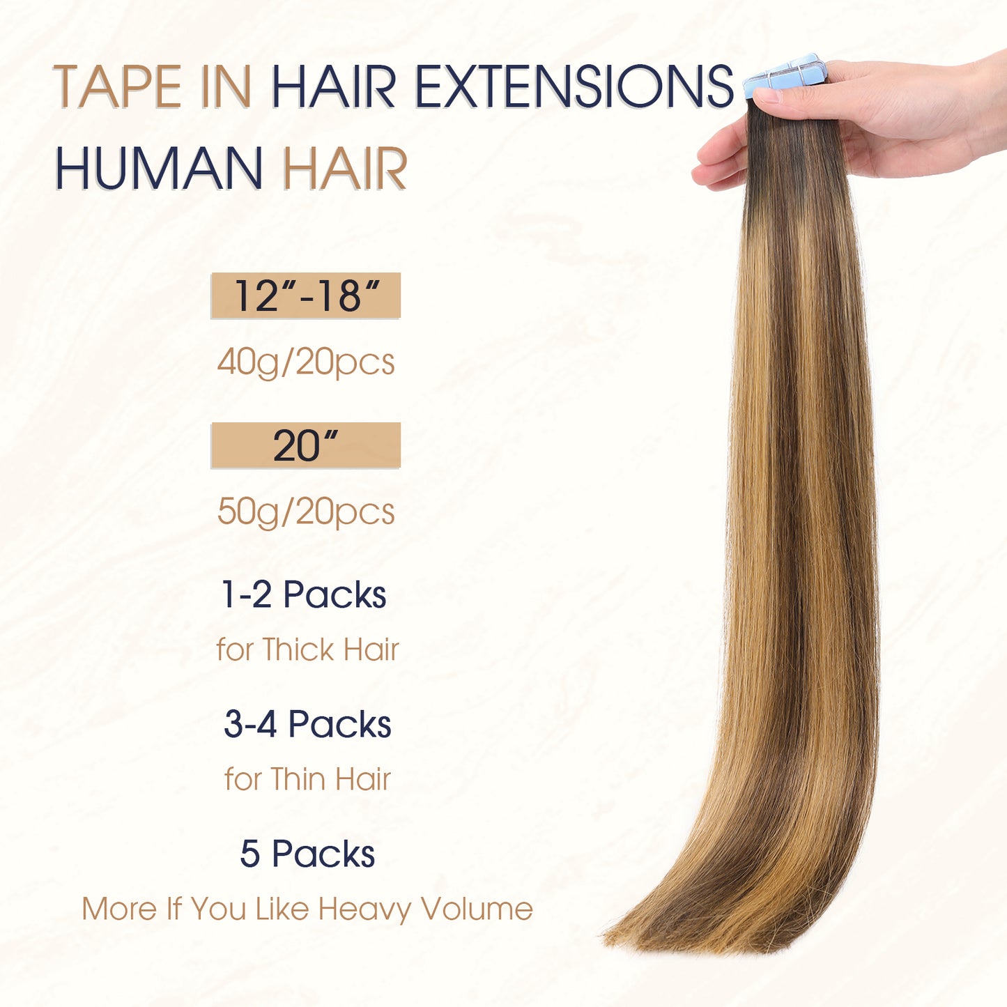 Ombre Honey Blonde(T4/27) - Tape-Ins Hair Extensions（ Buy One, Get One Free）