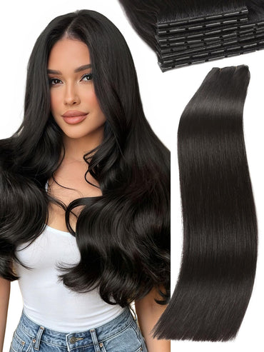 Natural Black (1B) -OVO Butterfly Weft Hair Extensions 8PCS 100G