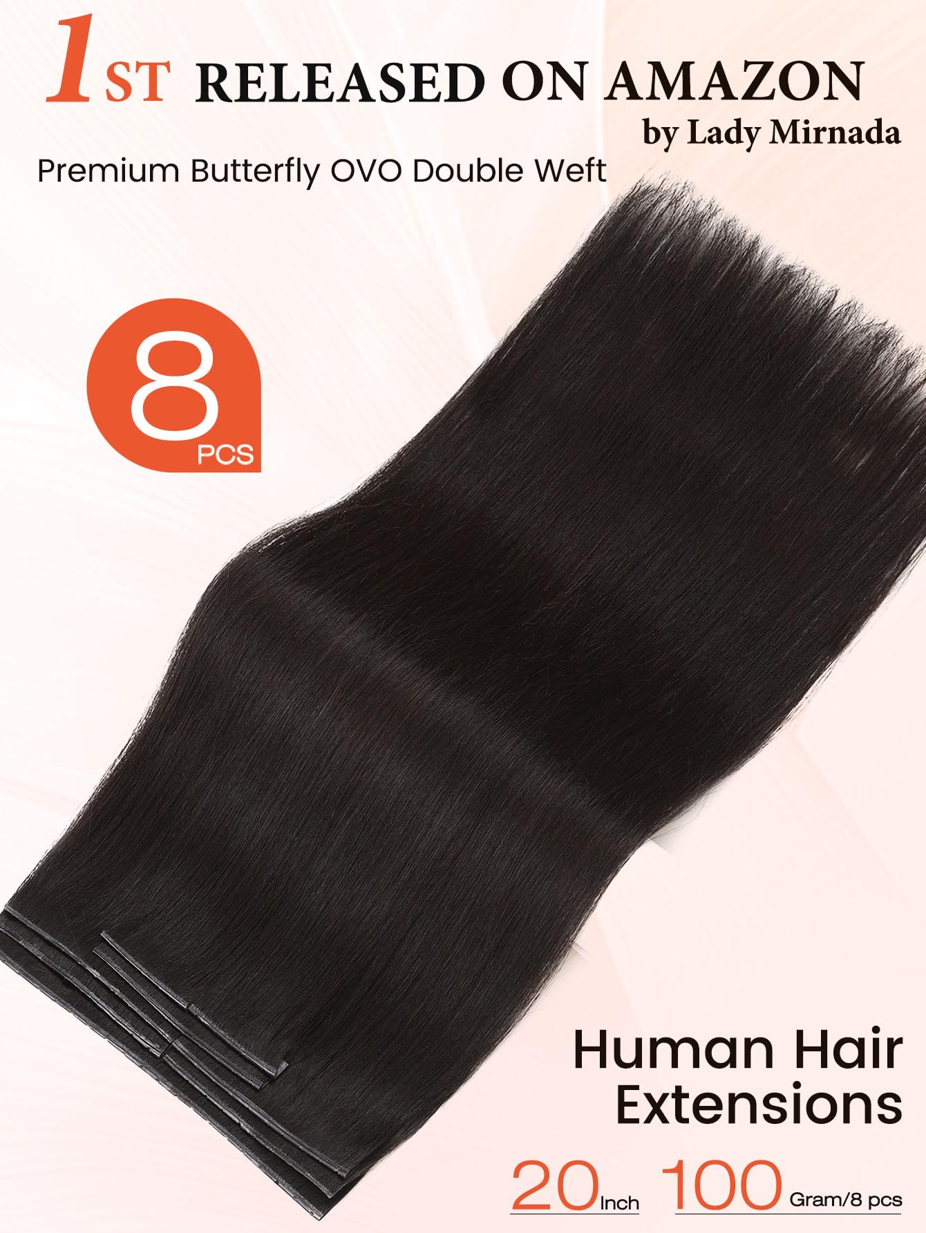 Natural Black (1B) -OVO Butterfly Weft Hair Extensions  50G