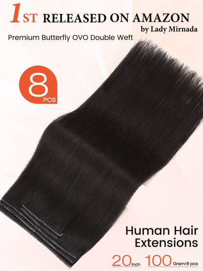Natural Black (1B) -OVO Butterfly Weft Hair Extensions  50G
