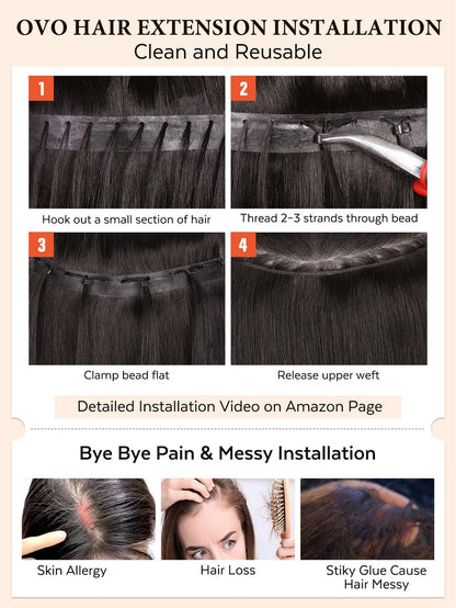 Natural Black (1B) -OVO Butterfly Weft Hair Extensions  50G