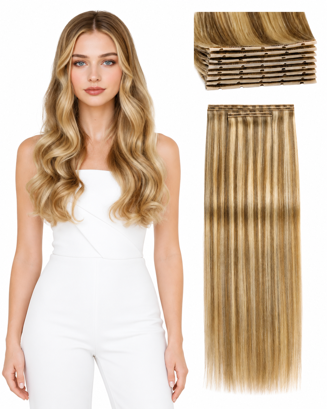 Mixed Blonde(10/24) -OVO Butterfly Hair Extensions 8PCS 100G