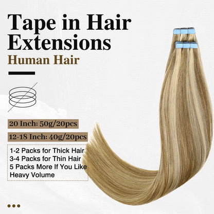 highlighted platinum blonde (9A/P60) - Tape-Ins Hair Extensions