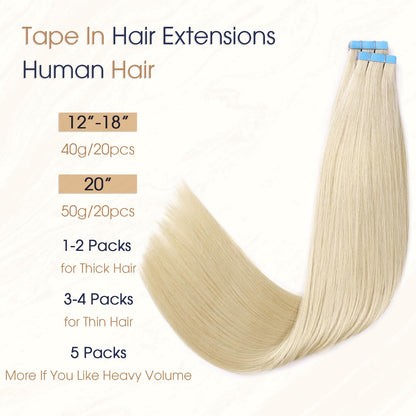 Bleach Blonde (613) - Tape-Ins Hair Extensions
