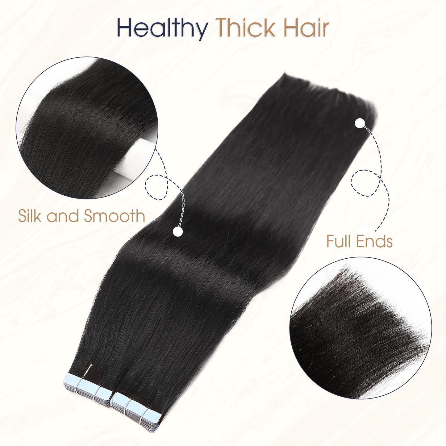 Natural Black (1B) - Tape-Ins Hair Extensions 20PCS 50g(Buy One, Get One Free）