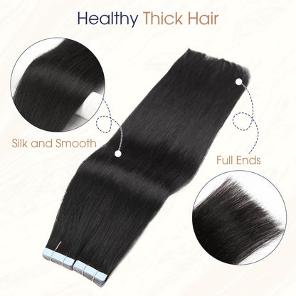 Natural Black (1B) - Tape-Ins Hair Extensions 20PCS 50g(Buy One, Get One Free）