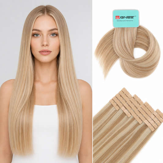blonde highlight(P18/613) -Invisible Tape In Extensions 40Pcs 80g