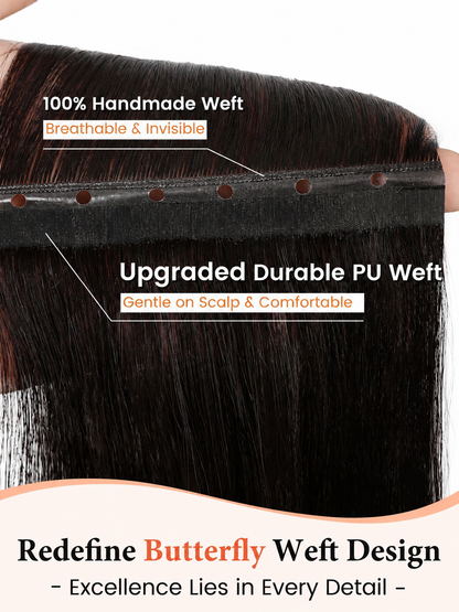Natural Black (1B) -OVO Butterfly Weft Hair Extensions  50G