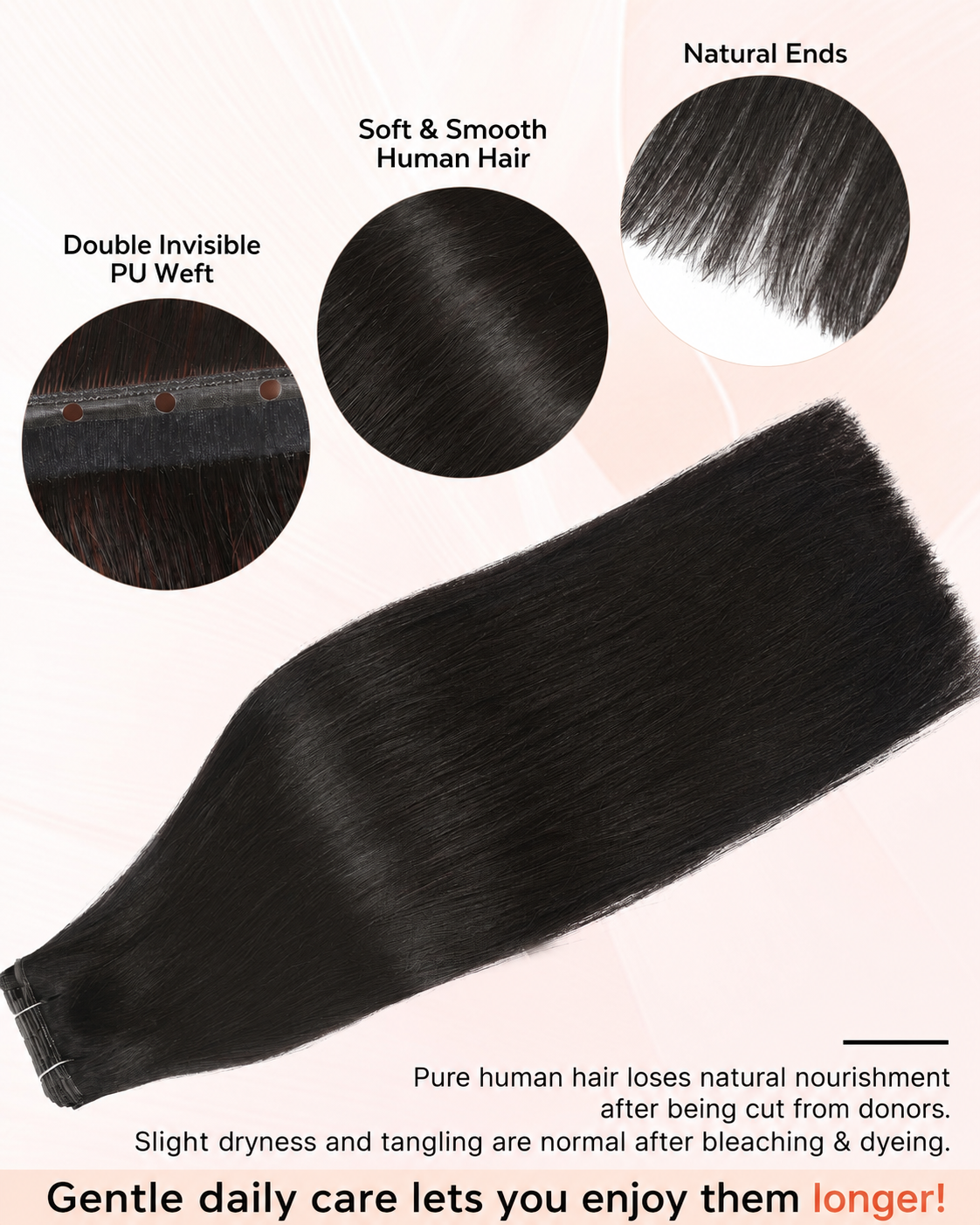 Natural Black (1B) -OVO Butterfly Weft Hair Extensions  50G
