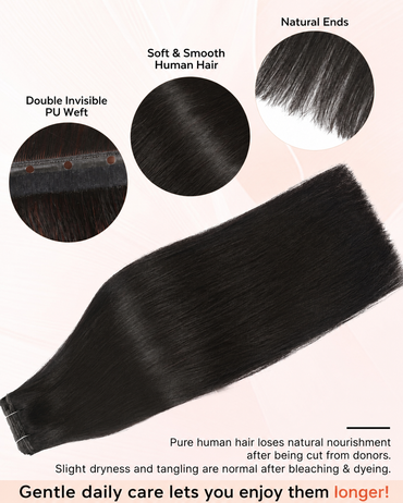 Natural Black (1B) -OVO Butterfly Weft Hair Extensions  50G