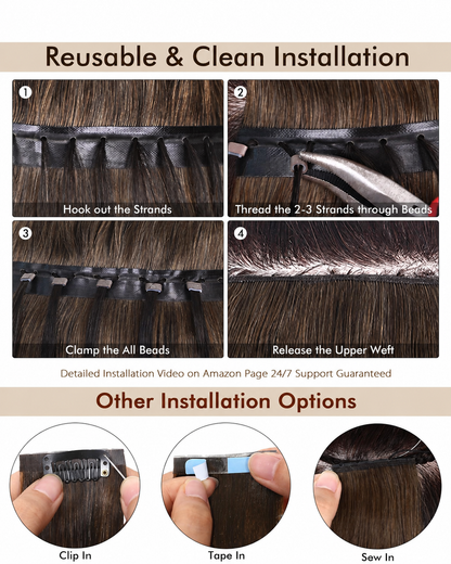 Dark Brown (2) -OVO Butterfly Weft Hair Extensions 50G