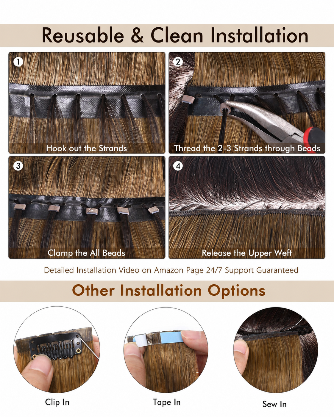 Chocolate Brown (4) -OVO Butterfly Weft Hair Extensions 50G