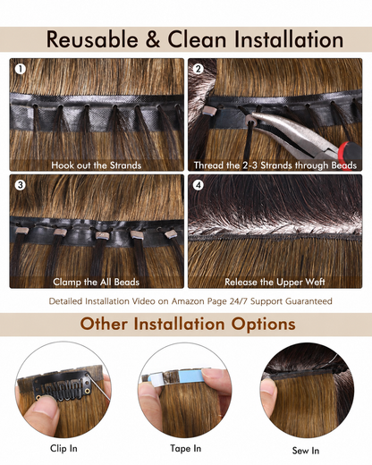 Chocolate Brown (4) -OVO Butterfly Weft Hair Extensions 50G