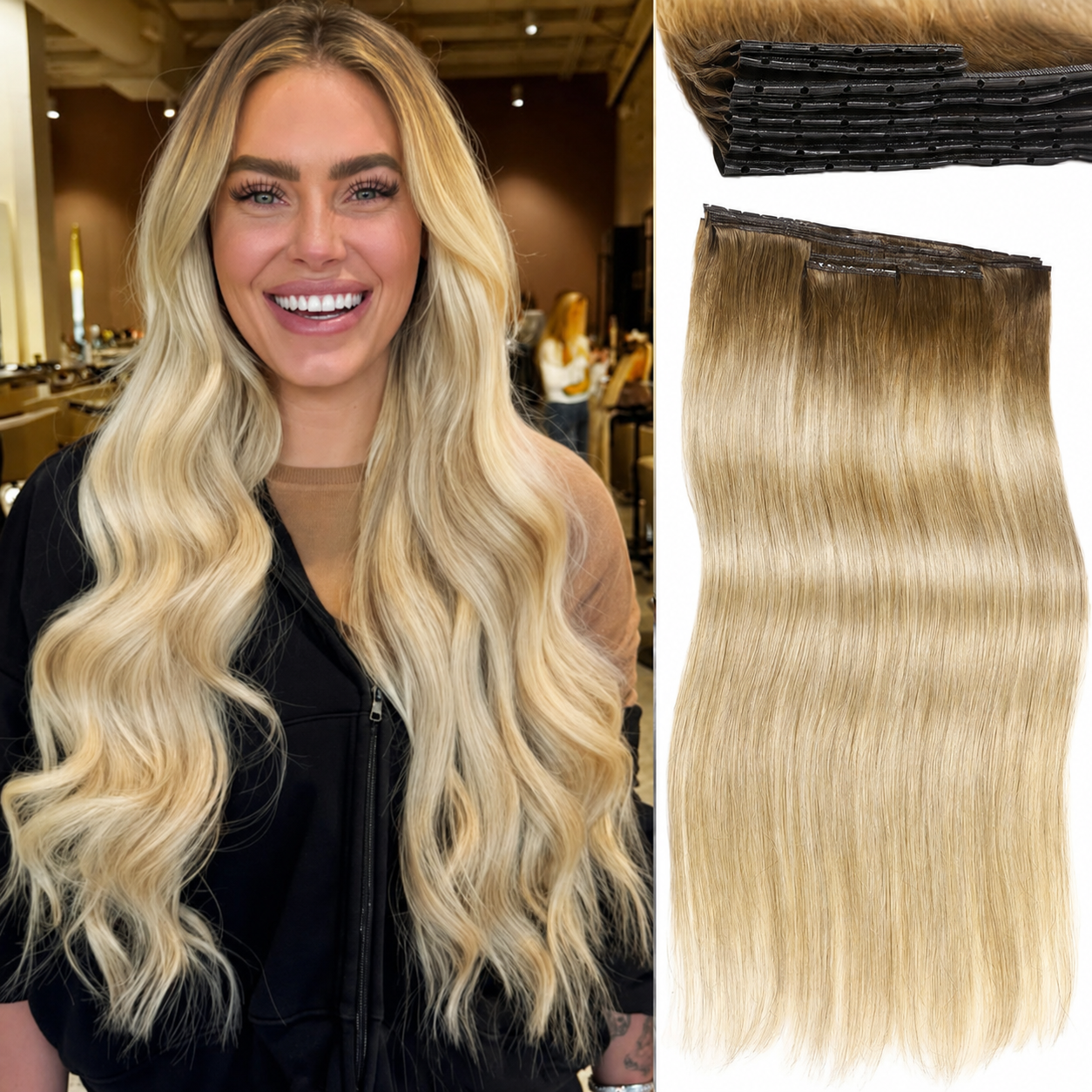 Ombre Blonde (4M22) -OVO Butterfly Weft Hair Extensions 50G